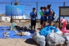 Los scouts tras la recogida de residuos en La Mota