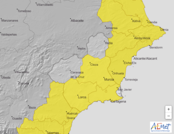 Alerta amarilla emitida por la Aemet en la franja mediterránea