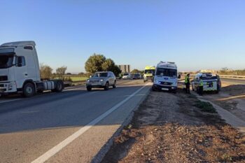 Los servicios de emergencias en el lugar del atropello en la AP-7