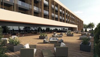 Recreación digital del hotel proyectado en Pinatar Arena