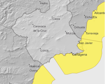 Alerta amarilla por vientos en la costa murcianas