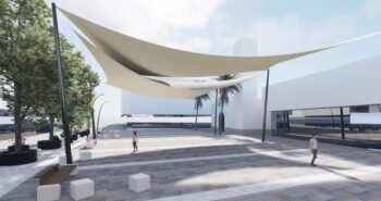 Recreación digital del futuro toldo de la plaza de San Pedro