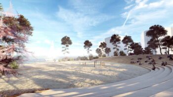 Recreación del campo de fútbol de arena en El Estacio