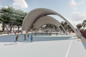 Imagen de las cubiertas que tendrá el parque Príncipe de Asturias de La Ribera