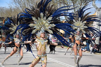 Bailarines de Brasilia como pavos reales en vistosas coreografías