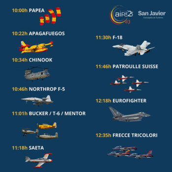 Horarios 14 junio exhibiciones aire 25 en San Javier
