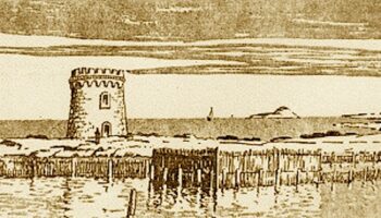 Ilustración de la torre de San Miguel del Estacio, que se alzó en La Manga