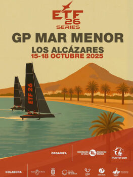 Cartel del Gran Premio Mar Menor con catamaranes ETF26 en el agua