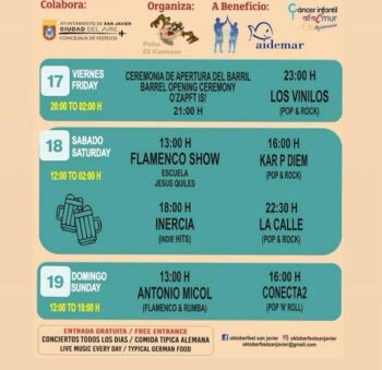 Cartel del IV Oktoberfest en San Javier con horarios de eventos