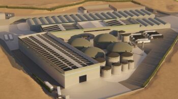 Vista aérea de una planta de biometano en El Mirador, San Javier.