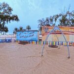 Parque inundado en El Mirador tras intensas lluvias y granizo