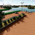 Render de la rambla de La Pescadería con vegetación y caminos