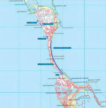 Mapa de la zona de restauración de dunas en La Manga del Mar Menor