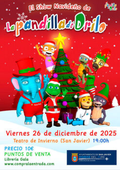 Personajes animados de La Pandilla de Drilo en un show navideño