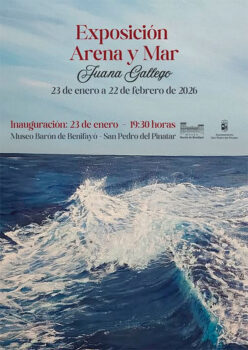 Cartel de la exposición Arena y Mar de Juana Gallego en el Museo Barón de Benifayó