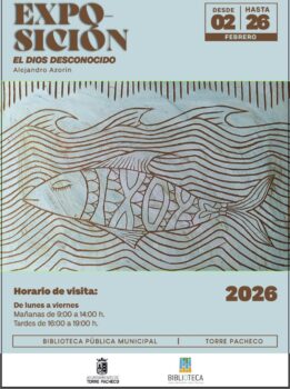 Cartel de la exposición El Dios Desconocido en Torre Pacheco