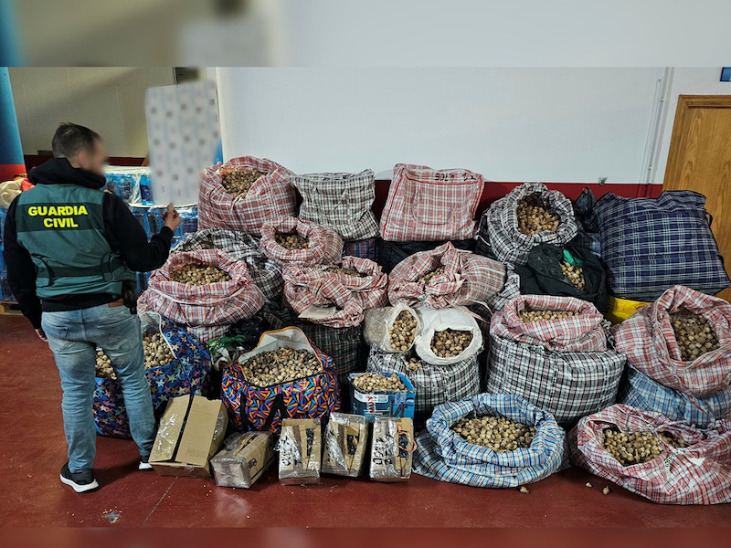 Sacas de adormidera intervenidas por la Guardia Civil en Los Alcázares