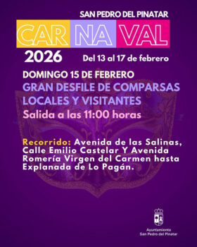 Cartel del Carnaval de San Pedro del Pinatar 2026 con detalles del desfile