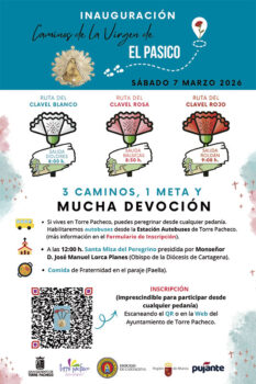 Cartel de inauguración de las rutas de la Virgen del Pasico con información sobre las salidas.