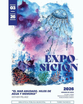 Cartel de la exposición El Mar Anudado con medusas y corales