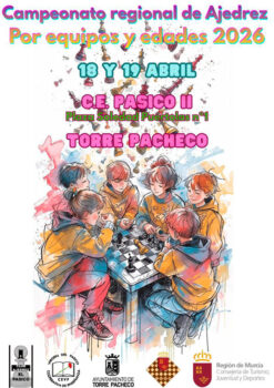 Niños jugando ajedrez en un campeonato regional en Torre Pacheco