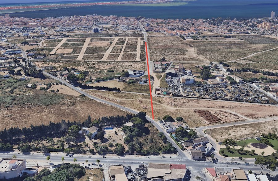 Vista aérea de la conexión entre Los Sáez y Lo Pagán en San Pedro del Pinatar