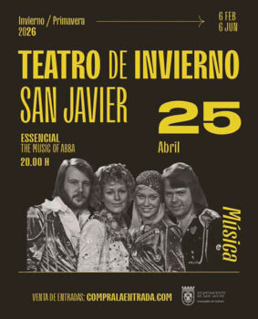 Cartel del evento musical Essencial en San Javier con tributo a ABBA.