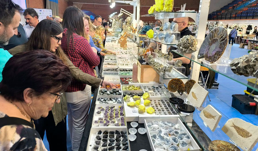 Visitantes observando minerales en la Feria de Minerales de La Unión