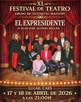 El elenco de la obra El Expresidente en el festival de teatro