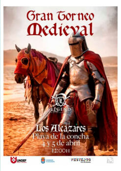 Cartel del Gran Torneo Medieval en Los Alcázares con caballero y caballo