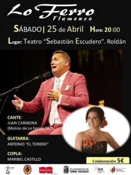 Cartel del evento flamenco en el Teatro Sebastián Escudero con Juan Carmona y Maribel Castillo.