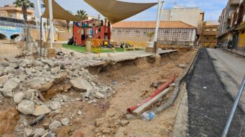 Obras de canalización en la rambla de La Pescadería en Los Alcázares