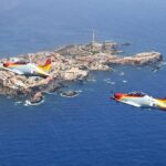 Aviones realizando acrobacias sobre el Mar Menor durante el Festival Aéreo San Javier 2026