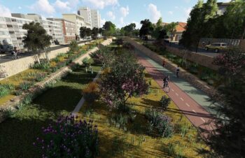 Diseño de la rambla de La Maraña con carril bici y vegetación