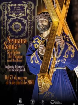 Cartel de la Semana Santa en San Pedro del Pinatar con figura religiosa