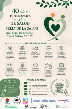 Cartel de la Feria de la Salud en Pilar de la Horadada con actividades y stands.