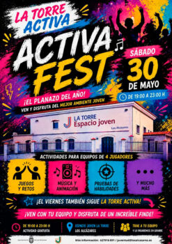 Cartel del evento Activa Fest en Los Alcázares con actividades para jóvenes