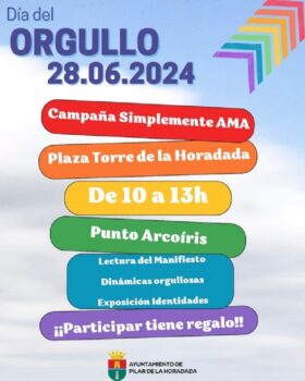 Cartel del Día del Orgullo en la Plaza Torre de la Horadada