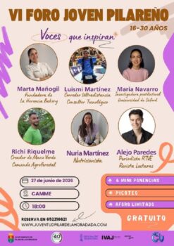 Cartel del VI Foro Joven Pilareño con ponentes inspiradores