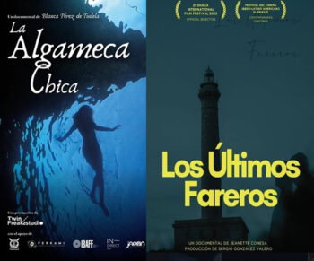 Carteles de los documentales La Algameca Chica y Los Últimos Fareros