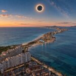 Vista panorámica de La Manga durante un eclipse solar