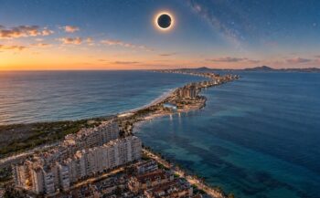 Vista panorámica de La Manga durante un eclipse solar