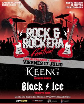 Cartel del festival Rock & Rockera en Los Alcázares con bandas tributo.