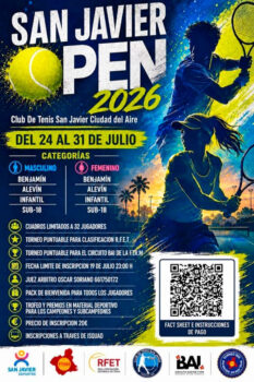 Cartel del torneo San Javier Open 2026 con detalles de categorías y fechas